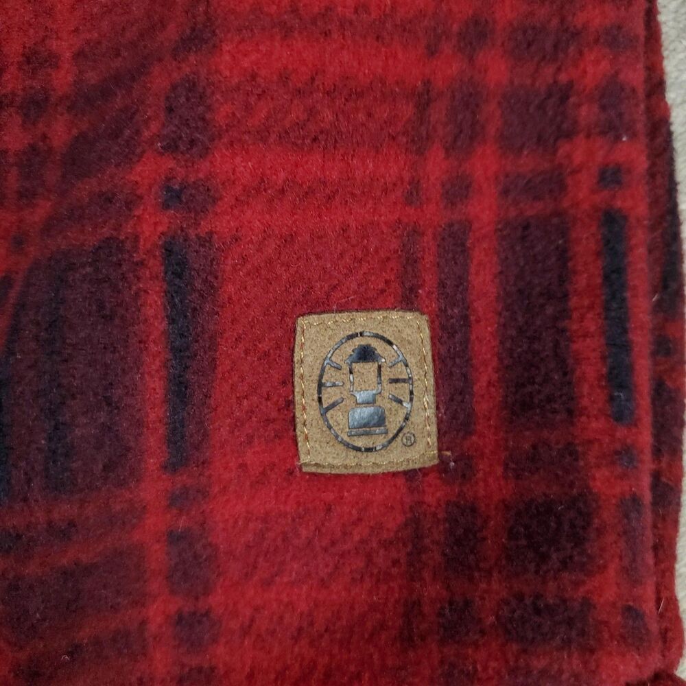 Coleman Sherpa Lined Fleece Jacket Shirt Mens Large Red Plaid Button Up Outdoor - Picture 3 of 11